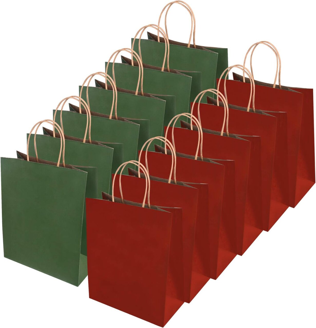 24 Pieces Red Green Christmas Paper Bags (8.66 x 6.3 x 3.15 Inches)